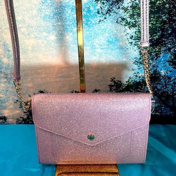 KATE SPADE NEW Tinsel Glitter Flap Crossbody Bag in Lilac Frost NWT - Picture 2 of 14
